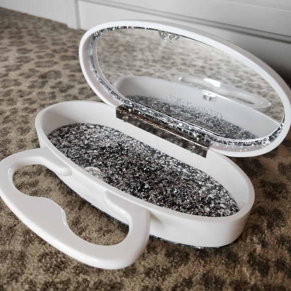 Edie Parker Oval Bag in Silver Confetti and white - Picture 7 of 7